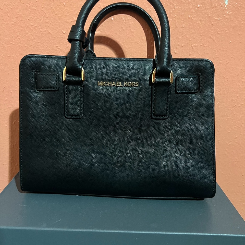 Michael Kors Black Satchel with Gold Accents